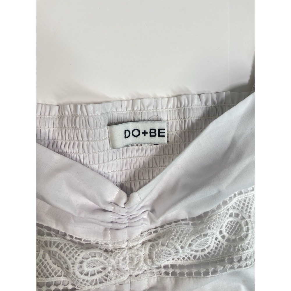 Do+Be White Cropped Top Puff Sleeve Womens Large Drindl Peasant Rencore Romantic - Picture 4 of 15
